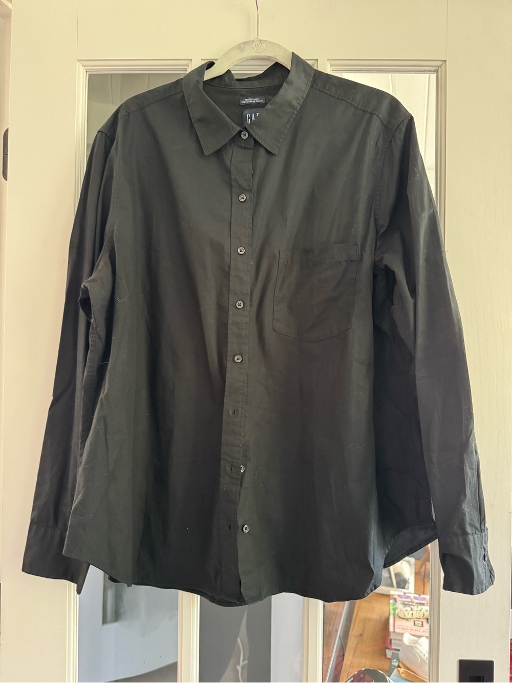 GAP Perfect Shirt 80S Superfine Poplin Black Women's Button-Down Shirt